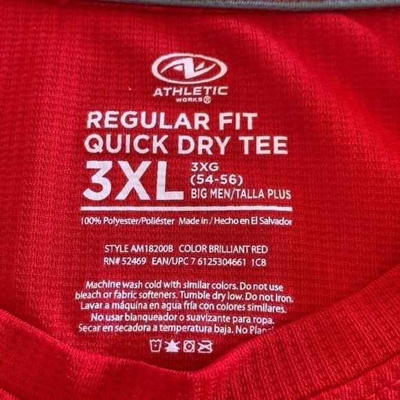 Athletic Works Red Athletic Work Out Lightweight Short Sleeve Tee Shirt Size 3XL - Picture 3 of 4